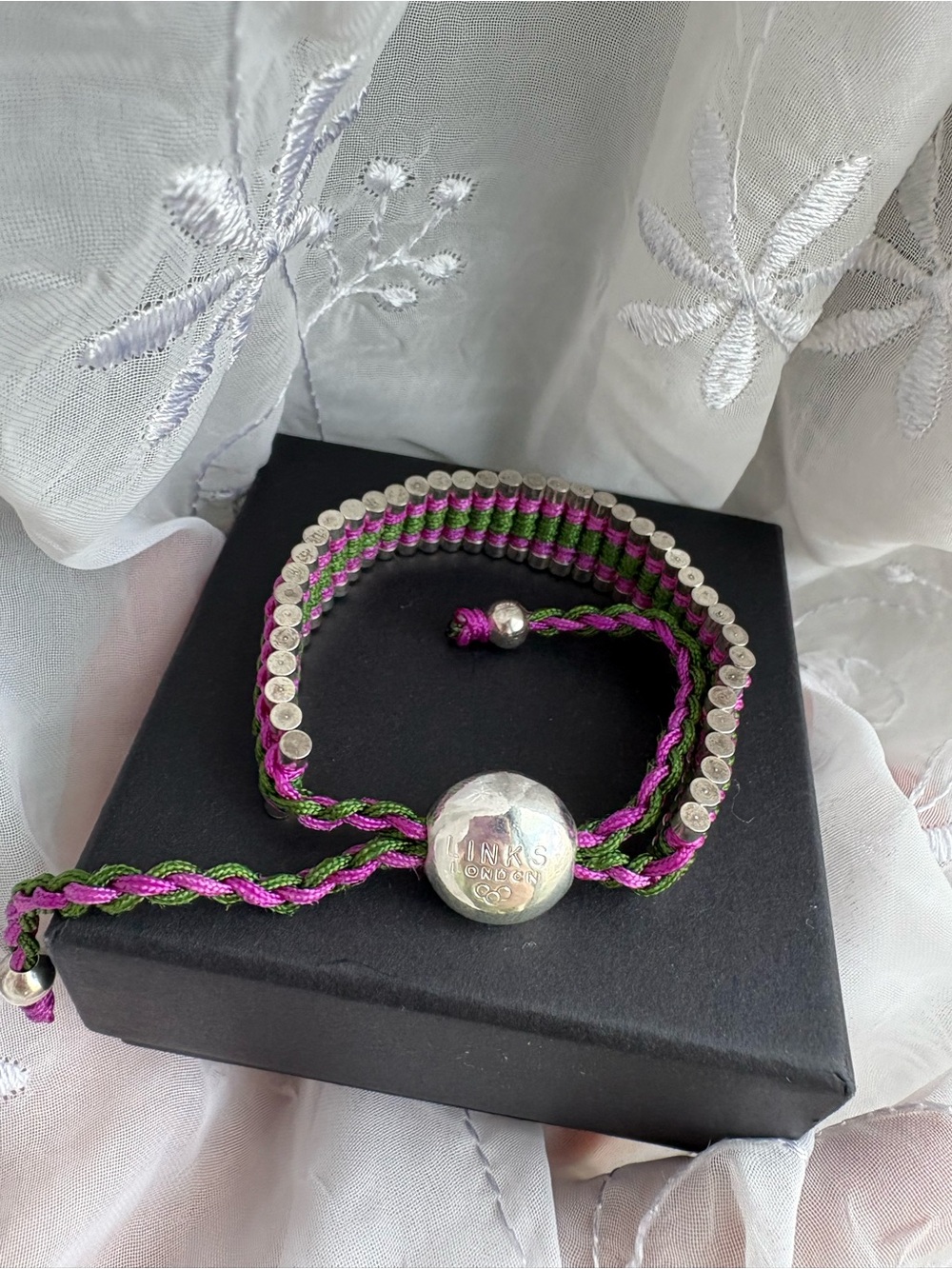 Purple & Green Links of London Friendship Bracelet